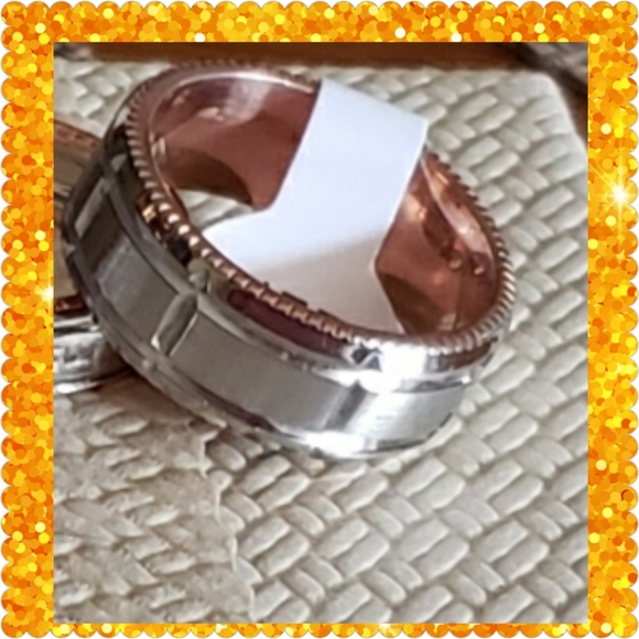 LILY'S GEMS Jewelry - Men Wedding Band 18K Rose Gold/White Gold Filled